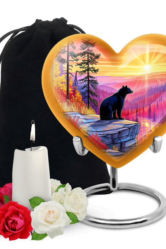 Black Bear Funeral Urn - Mountain Sunset Urn For Human Ashes