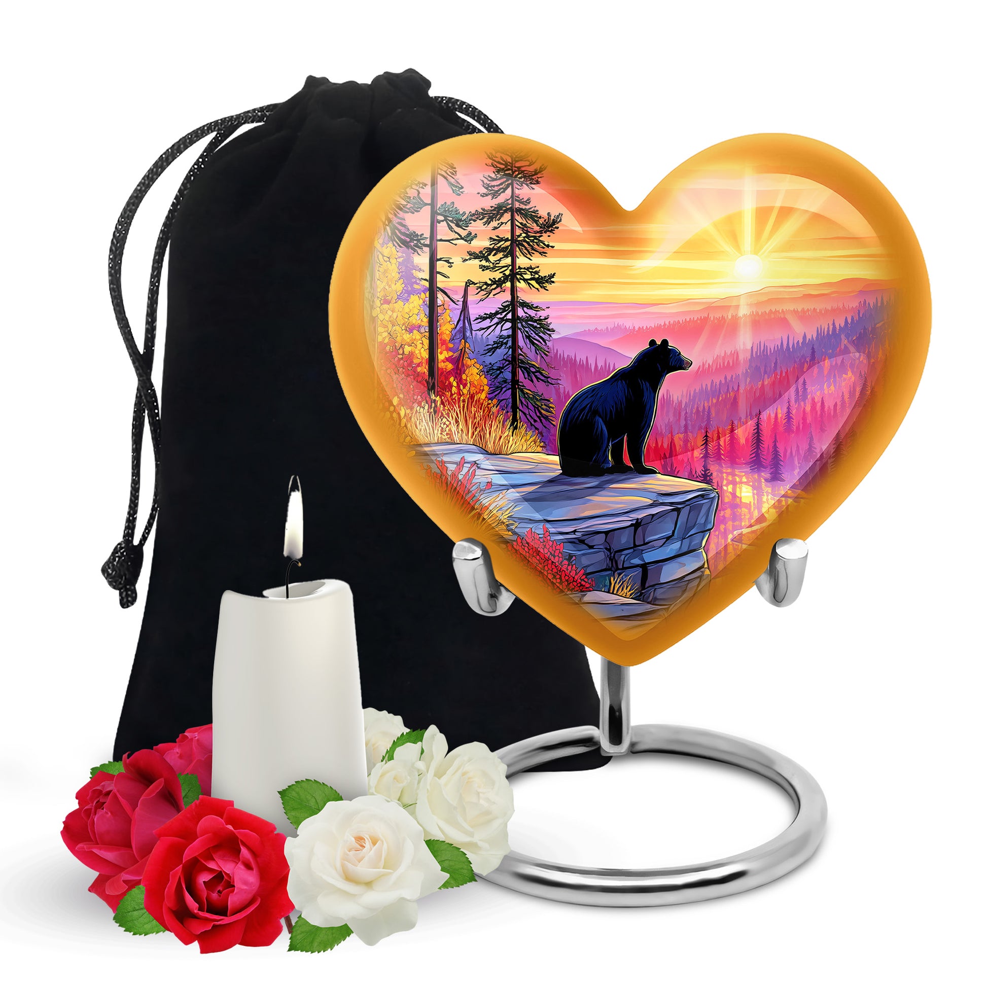 Black Bear Funeral Urn - Mountain Sunset Urn For Human Ashes