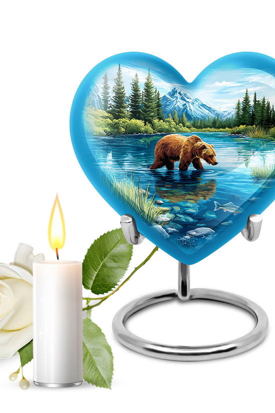 Inspiring Blue Bear Homage Urn for Human Ashes - 10-inch, 200 cu in - Yatskia