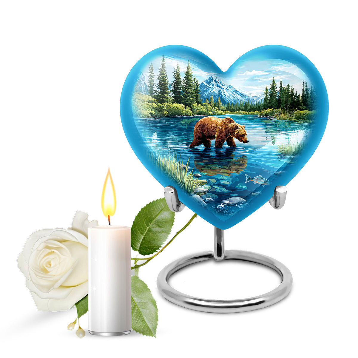 Inspiring Blue Bear Homage Urn for Human Ashes - 10-inch, 200 cu in - Yatskia
