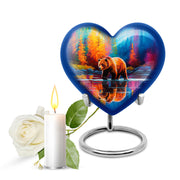 Blue Exquisite Bear Memorial Urn for Ashes - 10-inch, 200 cu in - Yatskia