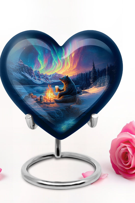 Resplendent Blue Bear Cremation Urn for Ashes - 10-inch, 200 cu in - Yatskia