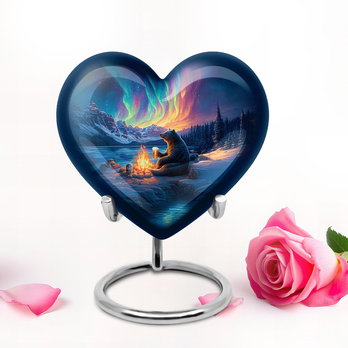 Resplendent Blue Bear Cremation Urn for Ashes - 10-inch, 200 cu in - Yatskia