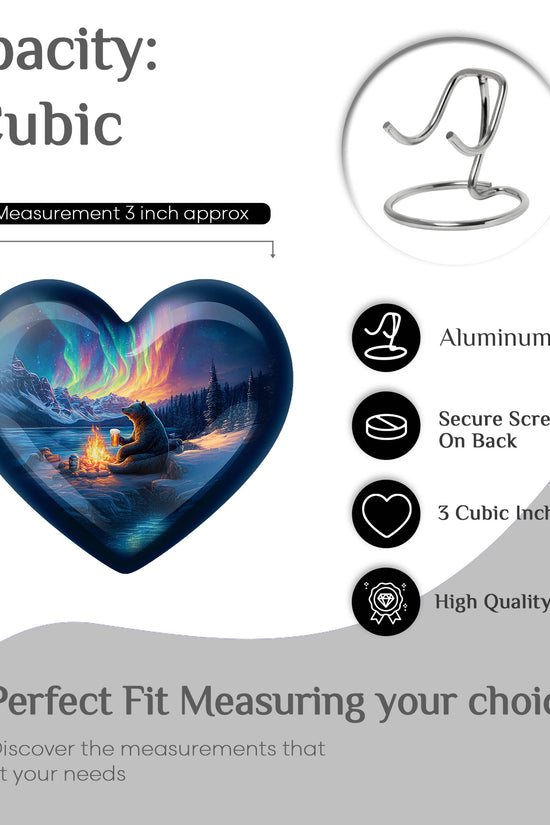 Calming Blue Bear Cremation Urn front view showing detailed design - compassionate heart-bear combination with gentle curves - mini keepsake memorial for portion of cremation ashes