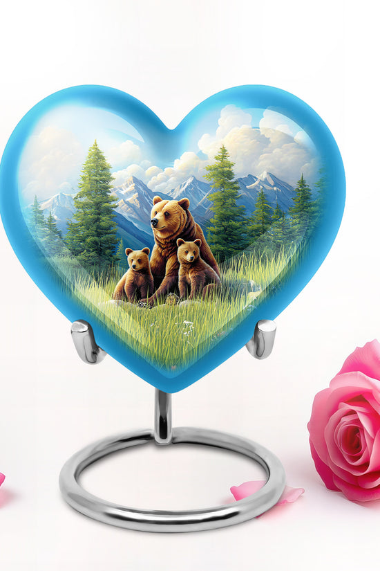 Radiant Bear Memorial Cremation Urns - Blue 10-inch, 200 cu in - Yatskia