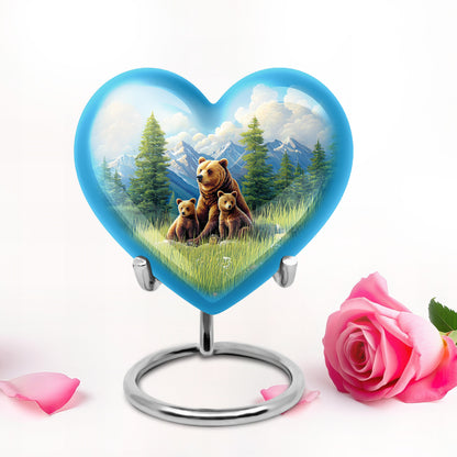 Radiant Bear Memorial Cremation Urns - Blue 10-inch, 200 cu in - Yatskia