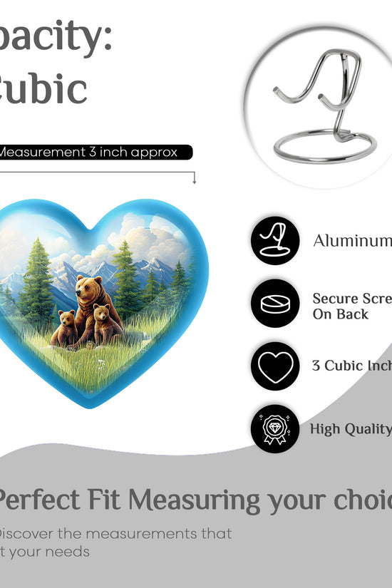 Celestial Blue Bear Cremation Urn front view showing detailed design - heart-shaped bear design symbolizing eternal love - mini keepsake memorial for portion of cremation ashes