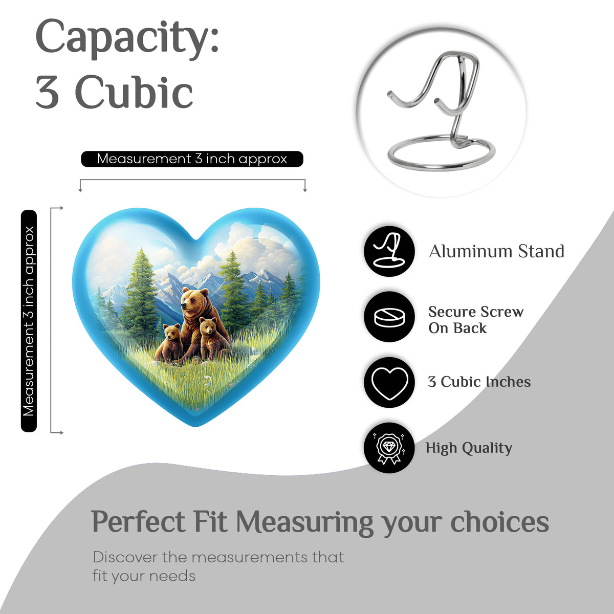 Celestial Blue Bear Cremation Urn front view showing detailed design - heart-shaped bear design symbolizing eternal love - mini keepsake memorial for portion of cremation ashes
