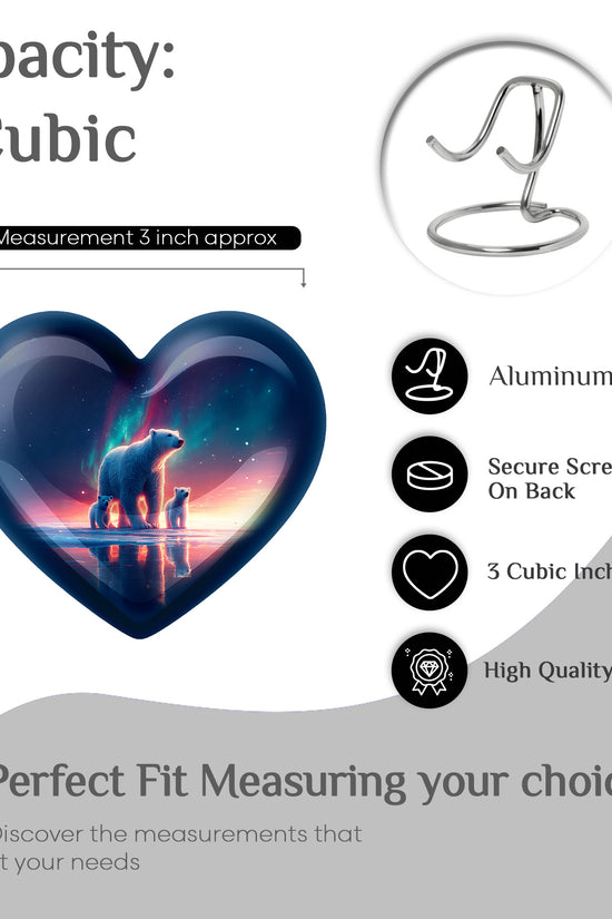 Navy Blue Bear Cremation Urn front view showing detailed design - heart-shaped bear design symbolizing eternal love - mini keepsake memorial for portion of cremation ashes
