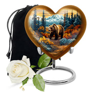Warm Gold Bear Cremation Urn detail view - compassionate heart-bear combination with gentle curves - full-size 10 inch 200 cubic inch adult cremation urn