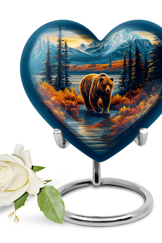 Blue Beloved Bear Cremation Urns for Human Ashes - 10-inch, 200 cu in - Yatskia