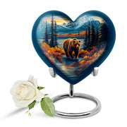 Blue Beloved Bear Cremation Urns for Human Ashes - 10-inch, 200 cu in - Yatskia