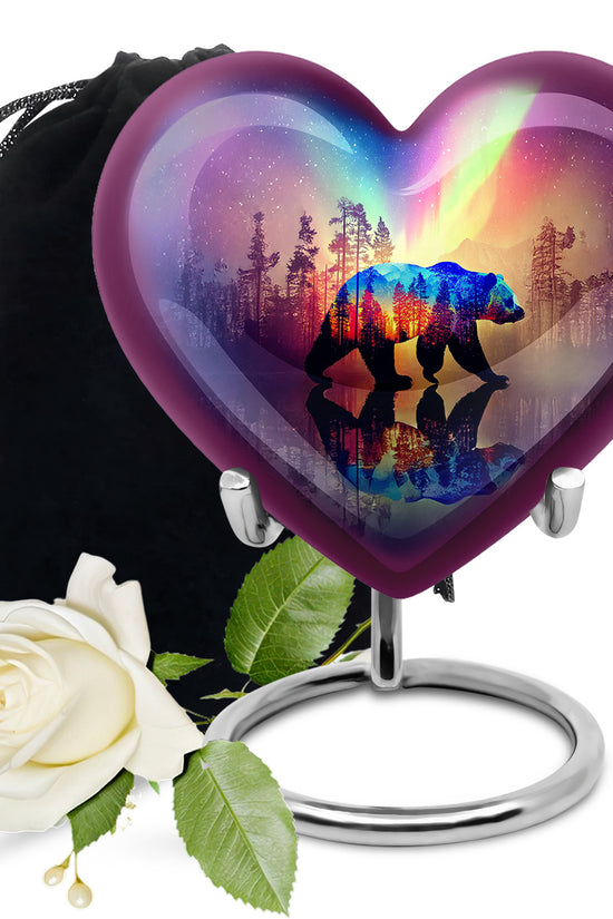Cobalt Blue Bear Cremation Urn detail view - compassionate heart-bear combination with gentle curves - full-size 10 inch 200 cubic inch adult cremation urn