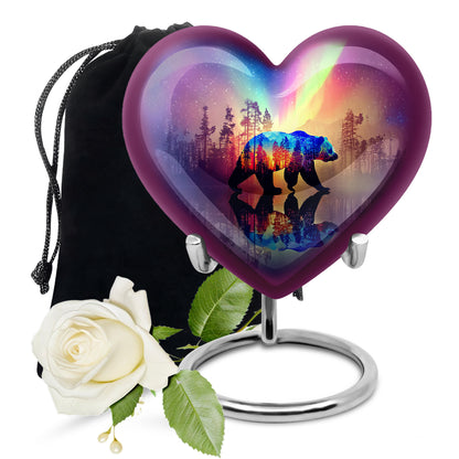 Cobalt Blue Bear Cremation Urn detail view - compassionate heart-bear combination with gentle curves - full-size 10 inch 200 cubic inch adult cremation urn