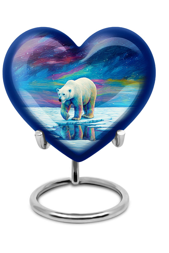 Blue Stately Bear Cremation Urns for Human Ashes - 10-inch, 200 cu in - Yatskia