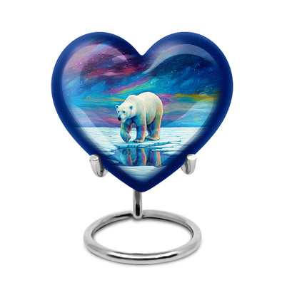 Blue Stately Bear Cremation Urns for Human Ashes - 10-inch, 200 cu in - Yatskia