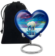 Celestial Blue Bear Cremation Urn detail view - heart-shaped bear design symbolizing eternal love - full-size 10 inch 200 cubic inch adult cremation urn