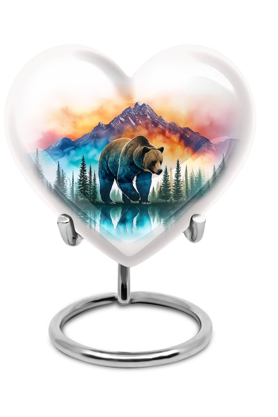 Remarkable Bear Memorial Cremation Urns - Silver 10-inch, 200 cu in - Yatskia