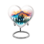Remarkable Bear Memorial Cremation Urns - Silver 10-inch, 200 cu in - Yatskia
