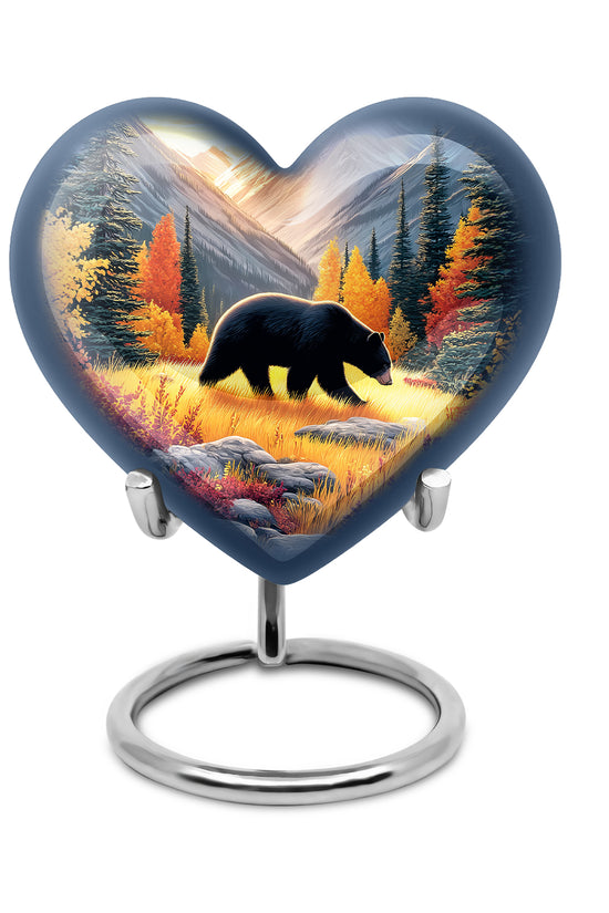 Personalized Gold Steadfast Bear Cremation Urns for Human Ashes - 10-inch, 200 cu in - Yatskia