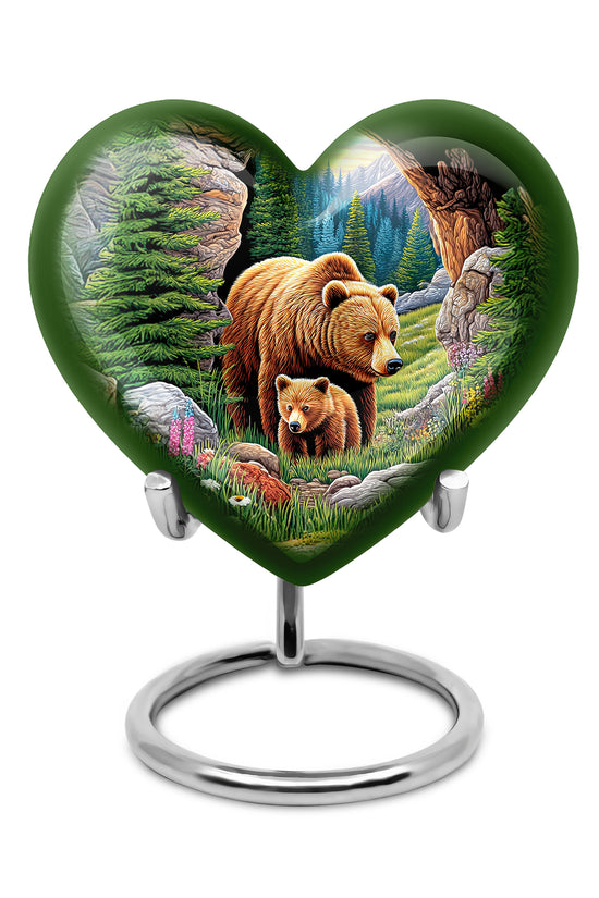 Ethereal Bear Memorial Cremation Urns - Green 10-inch, 200 cu in - Yatskia