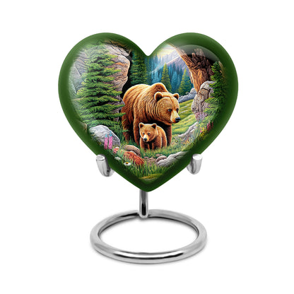 Ethereal Bear Memorial Cremation Urns - Green 10-inch, 200 cu in - Yatskia