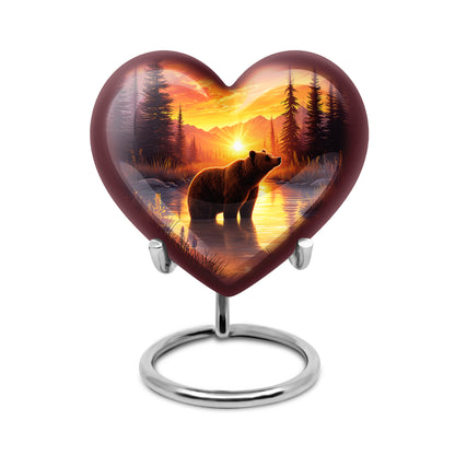 Personalized Red Bear Cremation Urns for Ashes - Captivating 10-inch - Yatskia