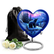 Violet Purple Bear Cremation Urn detail view - compassionate heart-bear combination with gentle curves - full-size 10 inch 200 cubic inch adult cremation urn