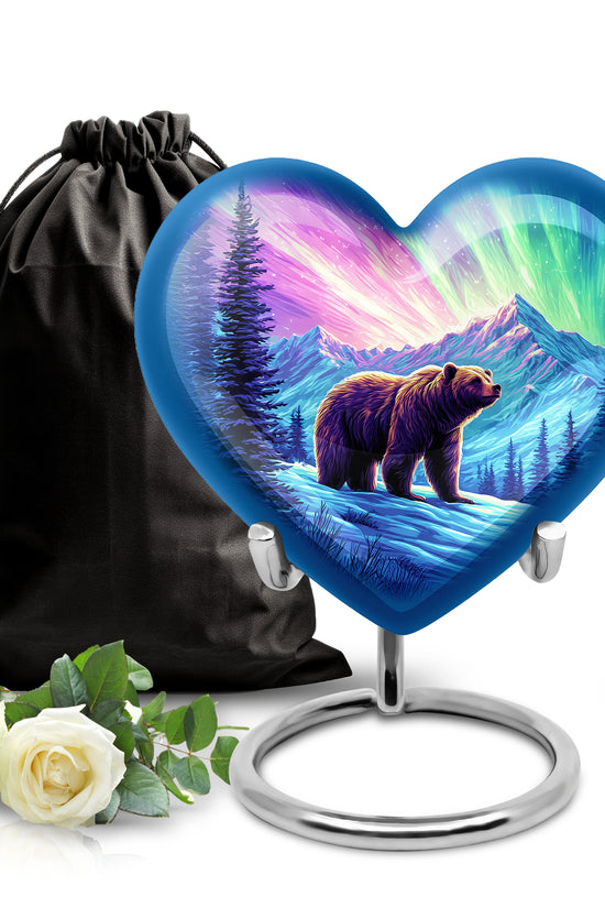 Petal Pink Bear Cremation Urn detail view - compassionate heart-bear combination with gentle curves - full-size 10 inch 200 cubic inch adult cremation urn