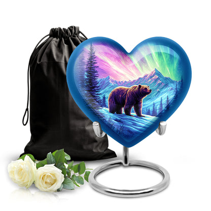 Petal Pink Bear Cremation Urn detail view - compassionate heart-bear combination with gentle curves - full-size 10 inch 200 cubic inch adult cremation urn
