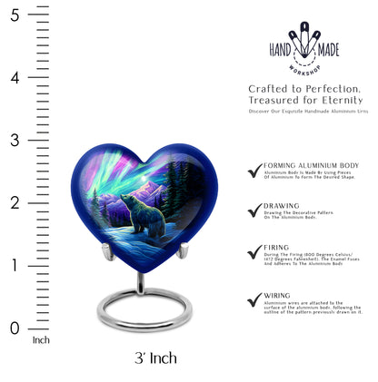 Calming Blue Bear Cremation Urn front view showing detailed design - compassionate heart-bear combination with gentle curves - mini keepsake memorial for portion of cremation ashes