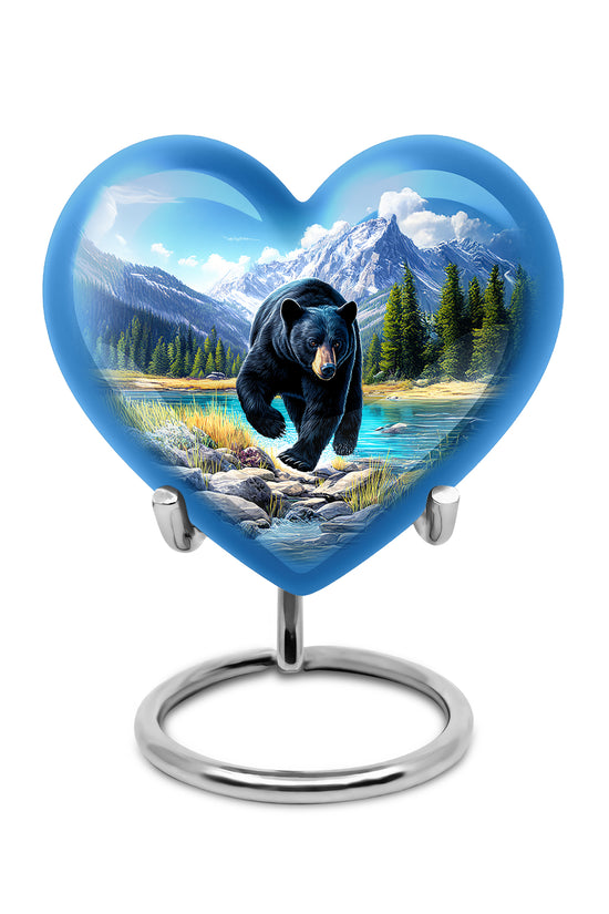 Blue Resounding Bear Memorial Urn for Ashes - 10-inch, 200 cu in - Yatskia