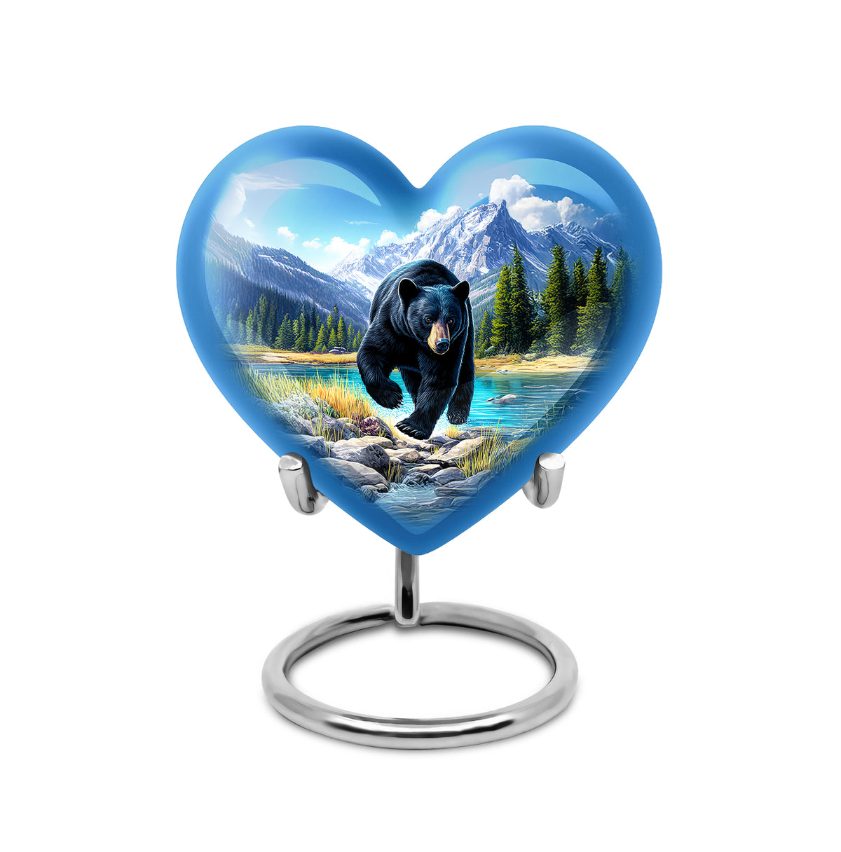 Blue Resounding Bear Memorial Urn for Ashes - 10-inch, 200 cu in - Yatskia