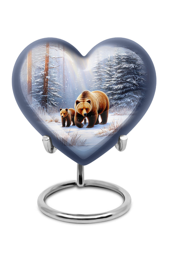 Personalized Silver Heavenly Bear Cremation Urns for Human Ashes - 10-inch, 200 cu in - Yatskia