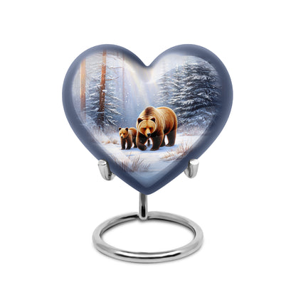 Personalized Silver Heavenly Bear Cremation Urns for Human Ashes - 10-inch, 200 cu in - Yatskia