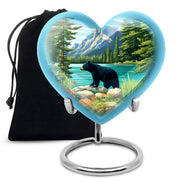 Royal Blue Bear Cremation Urn detail view - compassionate heart-bear combination with gentle curves - full-size 10 inch 200 cubic inch adult cremation urn