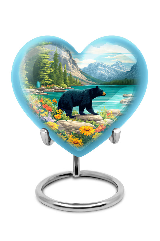 Distinguished Teal Bear Cremation Urn for Ashes - 10-inch, 200 cu in - Yatskia