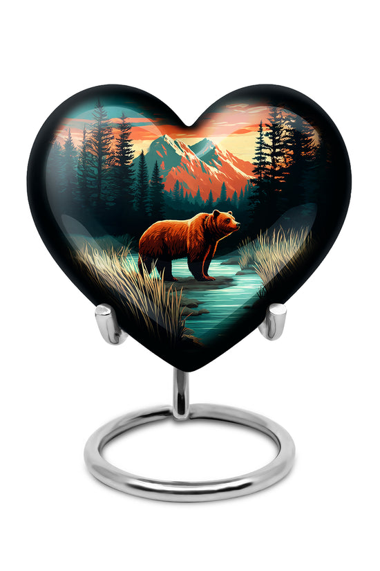 Luminous Teal Bear Benediction Urn for Human Ashes - 10-inch, 200 cu in - Yatskia