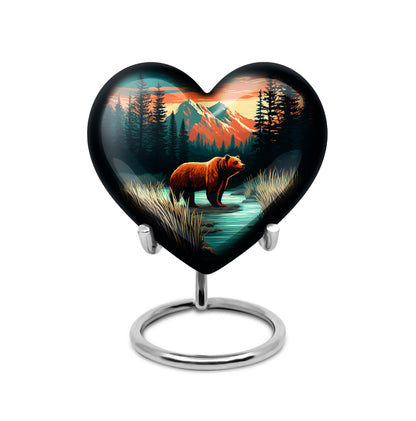 Luminous Teal Bear Benediction Urn for Human Ashes - 10-inch, 200 cu in - Yatskia