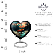 Ocean Teal Bear Cremation Urn front view showing detailed design - heart-shaped bear design symbolizing eternal love - mini keepsake memorial for portion of cremation ashes