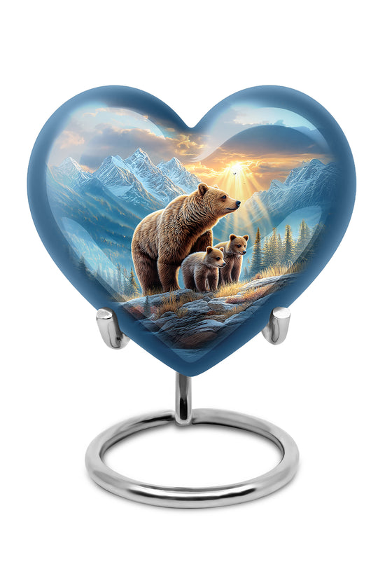 Harmonious Bear Cremation Urns for Human Ashes - Blue 10-inch - Yatskia