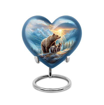 Harmonious Bear Cremation Urns for Human Ashes - Blue 10-inch - Yatskia
