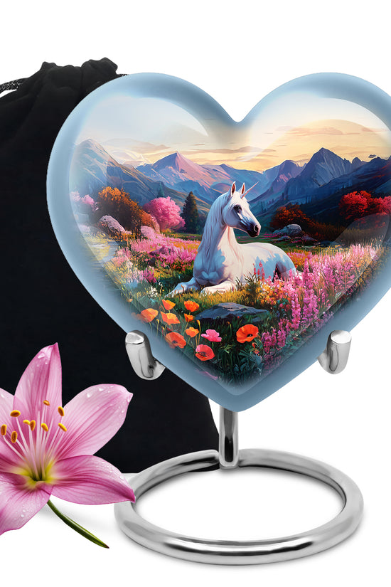 Nature Unicorn Cremation Urn – Flower Field Memorial Urn For Ashes