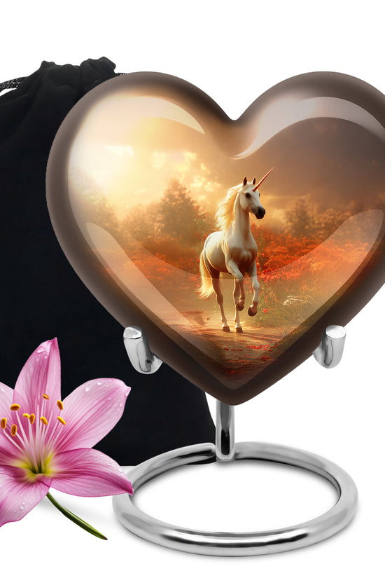 Golden Unicorn Funeral Urn - Forest Memorial Urn For Loved Ones Ashes
