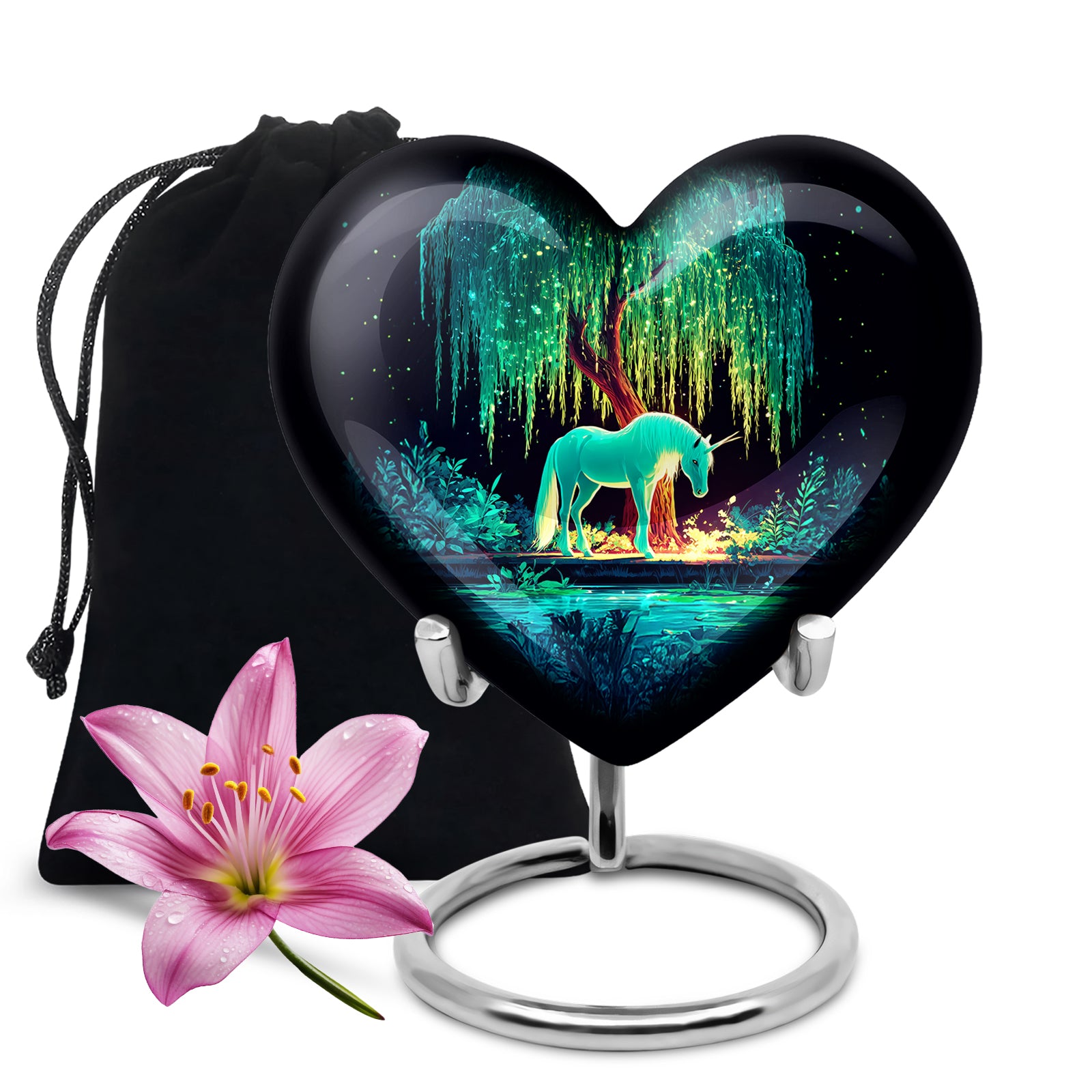 White Unicorn Memorial Urn - Glowing Tree Funeral Urn For Human Ashes