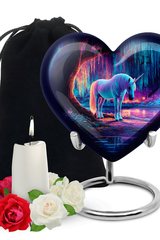 Neon Forest Unicorn Urn - Memorial Urn For Mother & Father