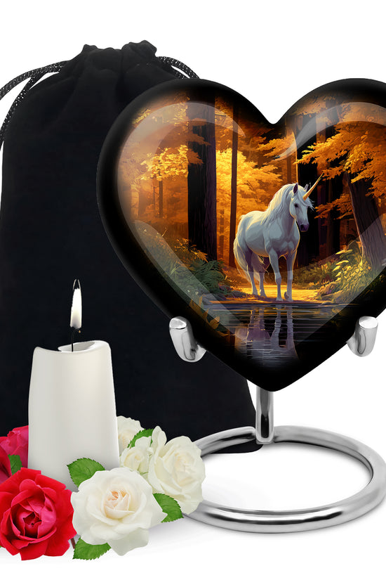 Unicorn Memorial Urn - Autumn Forest Cremation Urn For Adults Ashes