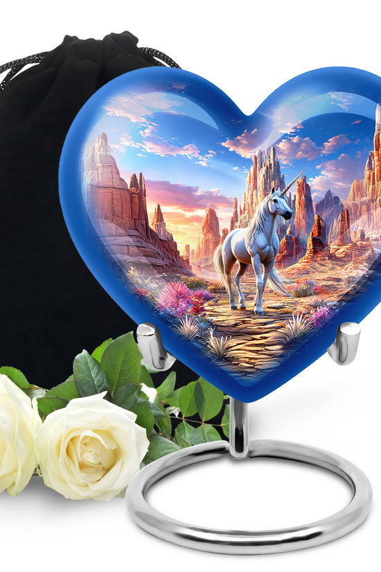 Beautiful Unicorn Theme Funeral Urn - Artistic Aluminium Cremation Urn For Ashes