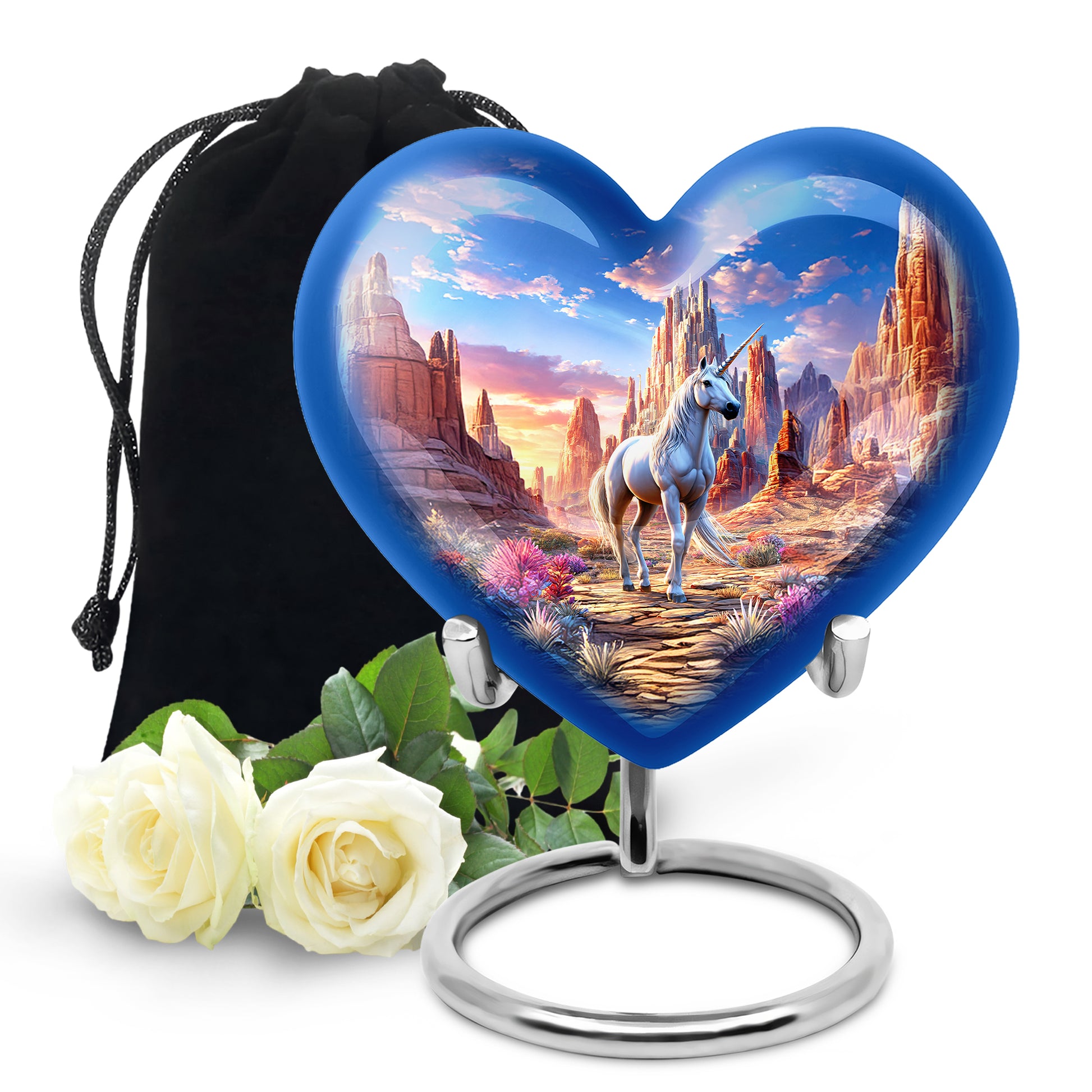 Beautiful Unicorn Theme Funeral Urn - Artistic Aluminium Cremation Urn For Ashes