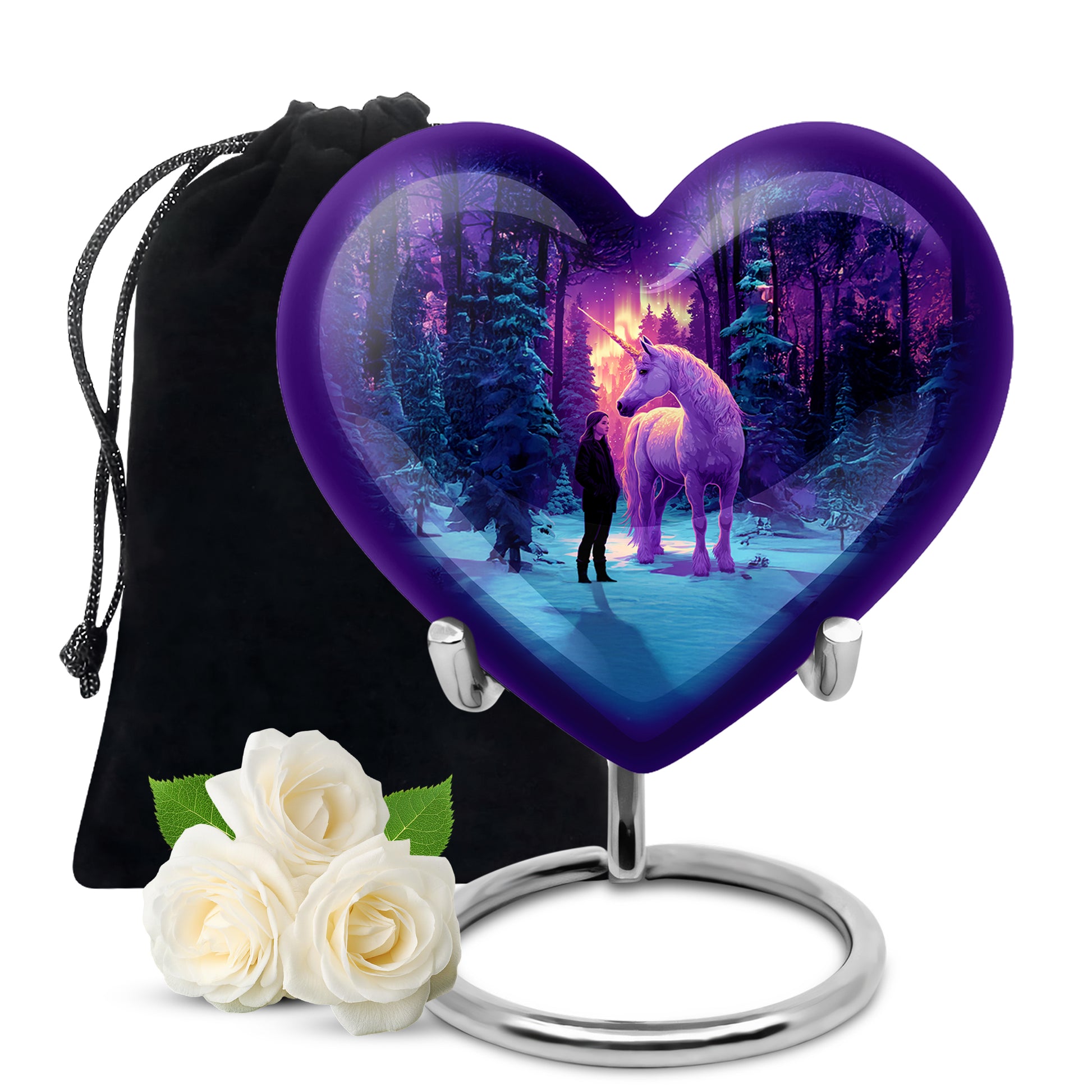 Unicorn Theme Memorial Urn - Purple Aluminium Funeral Urn For Ashes